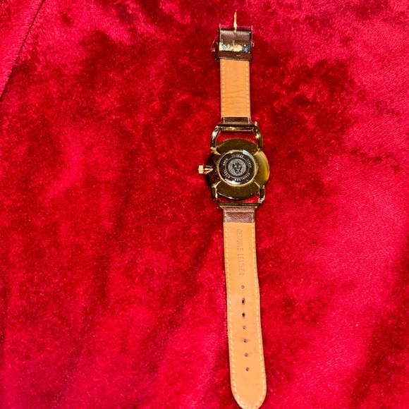 Anne Klein Genuine brown leather Strap Logo Dial gold tone wristwatch - Picture 6 of 13